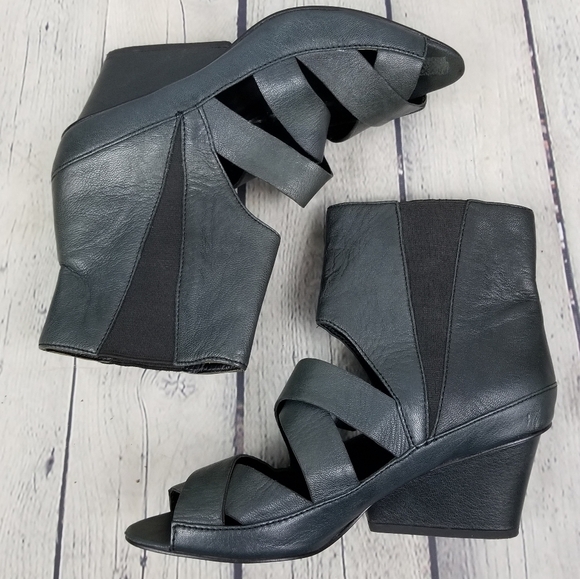 PACO GIL | leather chelsea style strappy open toe wedge boots - Picture 2 of 9